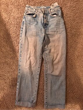Zara Women's Faded Light Blue Boyfriend Jeans